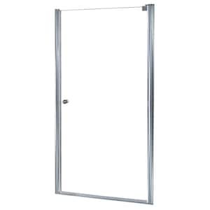 Cove 34.5 in. x 72 in. Semi-Framed Pivot Shower Door in Silver with 1/4 in. Clear Glass