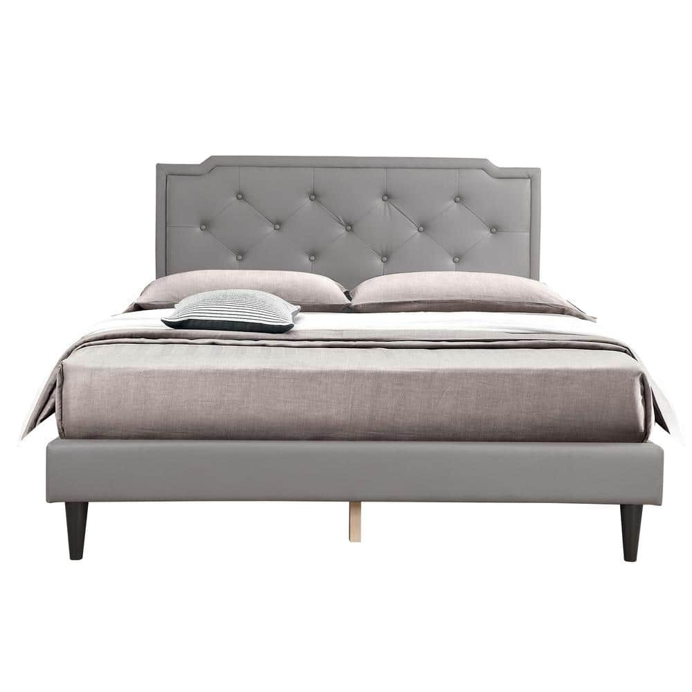 Deb Light Gray Adjustable Queen Panel Bed -  AndMakers, PF-G1112-QB-UP