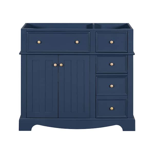 JimsMaison 35.4 in. W x 17.8 in. D x 32.9 in. H Freestanding Bath Vanity Cabinet without Top in Blue