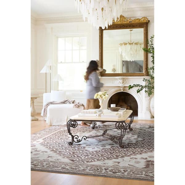 Nabela Noor Home Athiyo Brown/Oatmeal Traditional 9 ft. x 12 ft. Machine Woven Area Rug