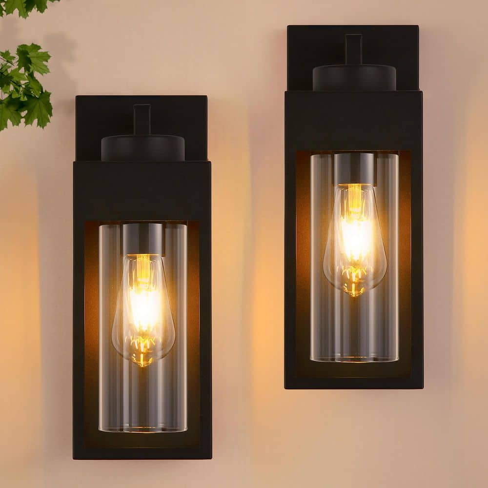 13 in. Black Outdoor Hardwired Wall Lantern Scone with No Bulbs Included (2-Pack) price history on PriceWatchPro