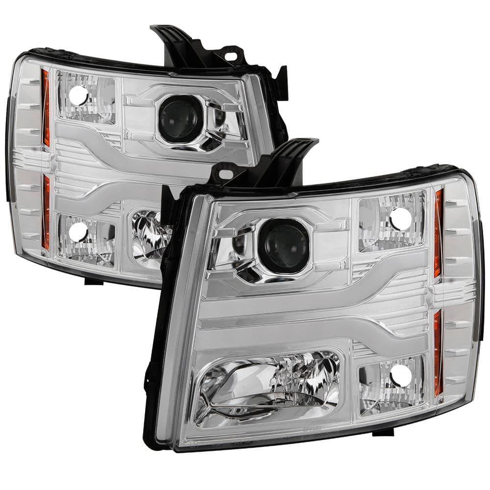 Spyder Auto Chevy Silverado 1500 07-13 / 2500HD/3500HD 07-14 Version 3  Projector Headlights - LED DRL - Chrome 5083616 - The Home Depot