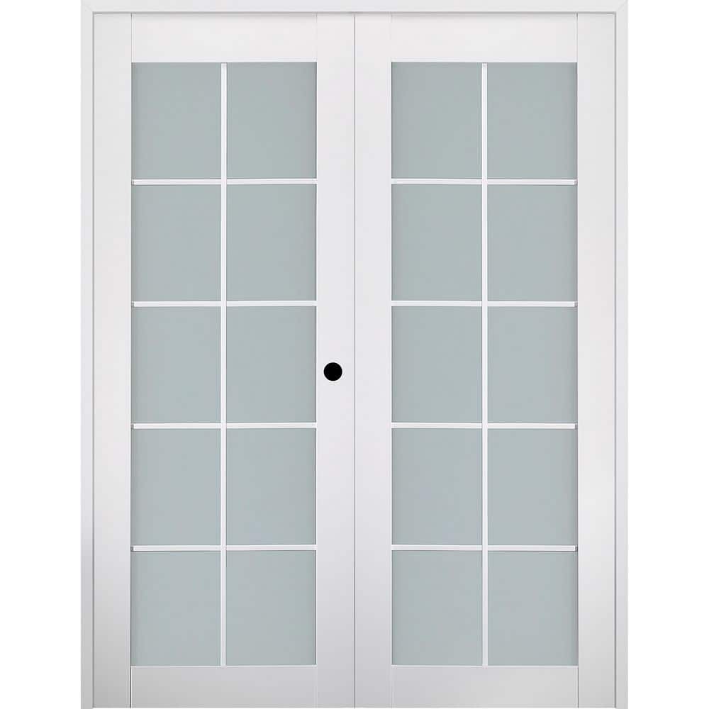 Smart Pro 10 Lite N 60 in. x 84 in. Left 10-Lite Frosted Glass Polar White Wood Composite Double Prehung French Door price history on PriceWatchPro