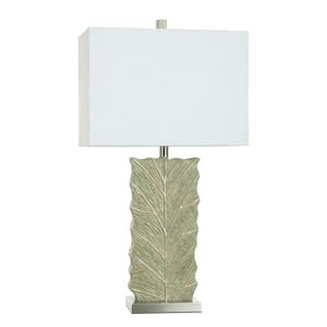 31.25 in. Brown Task And Reading Table Lamp for Living Room with White Cotton Shade