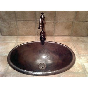 Self-Rimming Oval Hammered Copper Bathroom Sink in Oil Rubbed Bronze