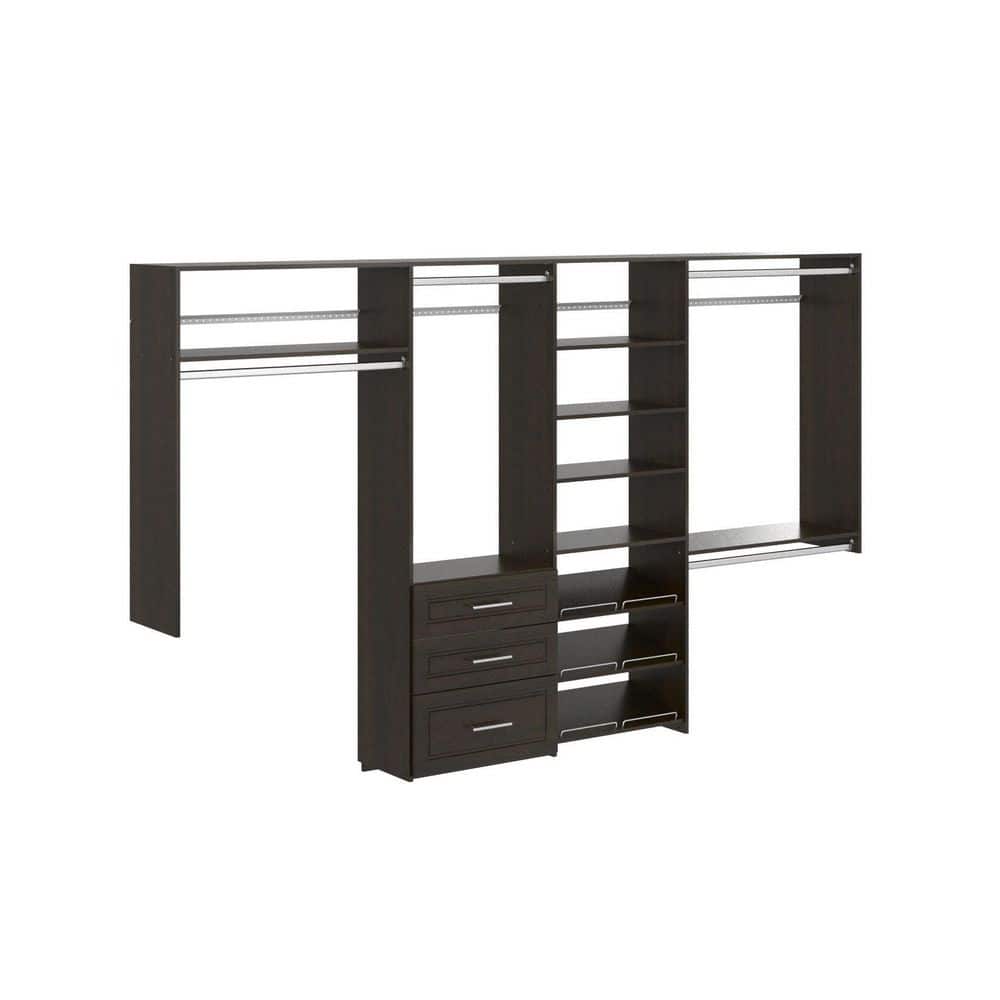 Closet Evolution Modern Raised Dual Tower 96 in W 120 in W Espresso