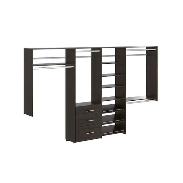 Closet Evolution Modern Raised Dual Tower 96 in. W - 120 in. W Espresso Wood Closet System