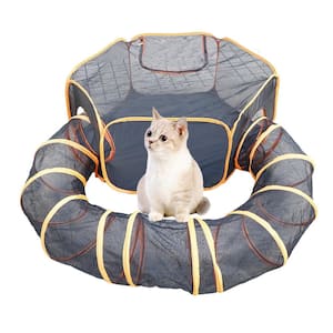 2-in-1 Portable Pet Outdoor Cat Playpen Furniture Cover Collapsible Tent Tunnel Compound House