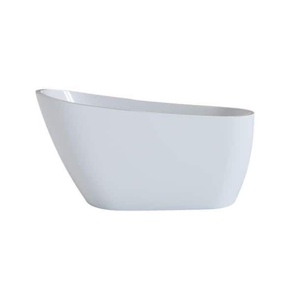 59.06 in. x 29.53 in. Acrylic Soaking Freestanding Bathtub with Pop-up Drain in Glossy White