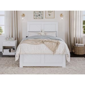 Canyon White Solid Wood Twin Foundation Bed Frame with Matching Footboard