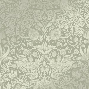 William Morris At Home Strawberry Thief Fibrous Sage Wallpaper