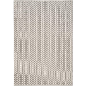 Montauk Ivory/Gray 5 ft. x 7 ft. Solid Geometric Striped Area Rug