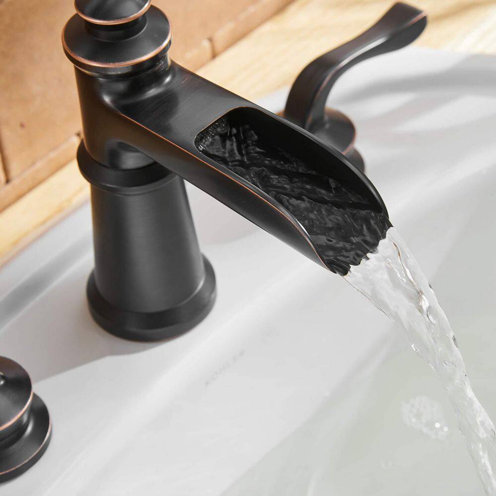 Oil-Rubbed Bronze 8" Waterfall Widespread Bathroom Faucet