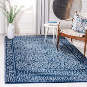 Tulum Navy/Ivory 9 ft. x 9 ft. Square Border Area Rug