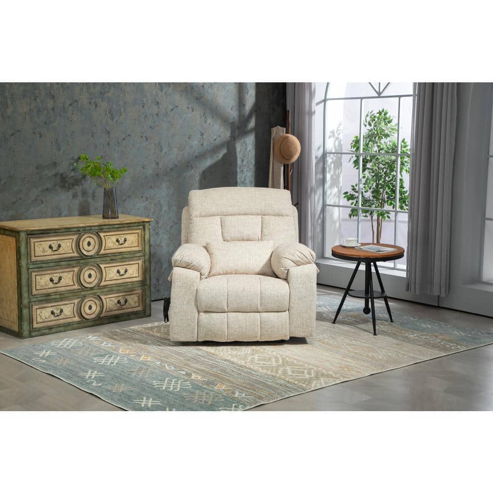 Z-joyee Beige Velvet Recliners High Density Foam Old Age