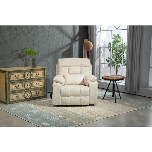 Beige Velvet Recliners High Density Foam Old Age Electric Lift Chair Recliner