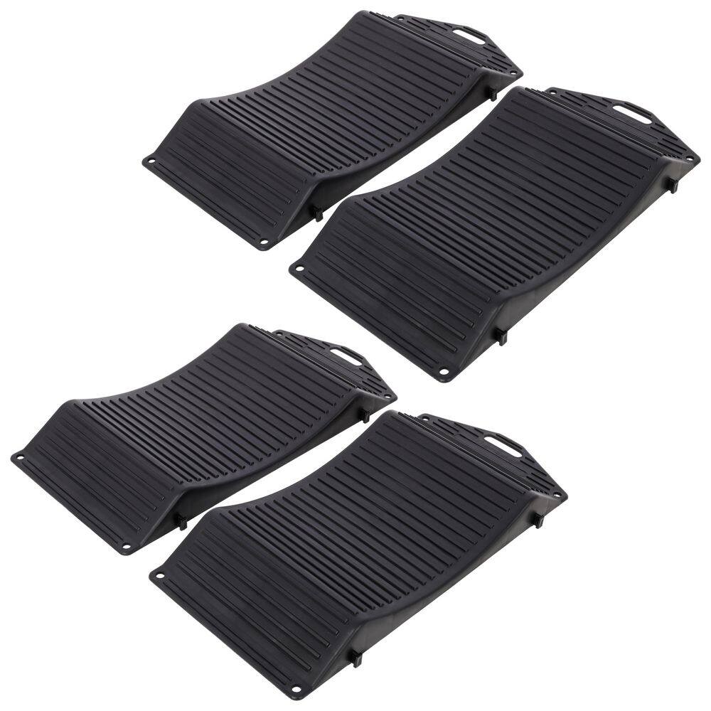 4 PCS Black Outdoor Anti-Slip Hard Plastic Tire Saver Ramps for Backyard Garden Garage price history on PriceWatchPro
