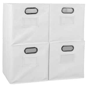 12 in. H x 12 in. W x 12 in. D White Fabric Cube Storage Bin 4-Pack