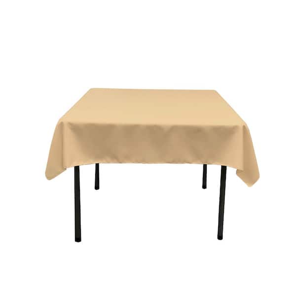 LA Linen 52 in. x 52 in. Khaki Polyester Poplin Square Tablecloth