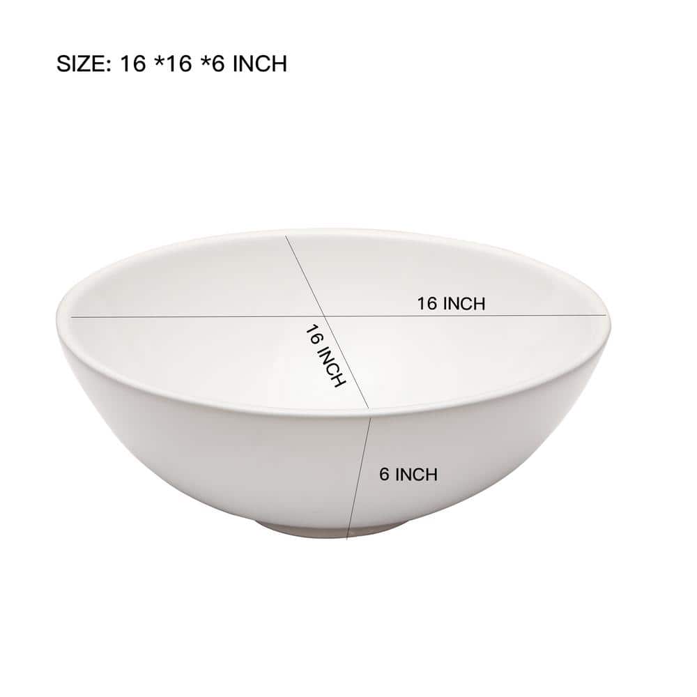 White 16" Round Ceramic Vessel Sink Basin