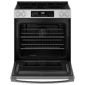 30 in. 5 Burner Element Smart Slide-In Electric Convection Range in Stainless w/ EasyWash Oven Tray & No-Preheat Air Fry