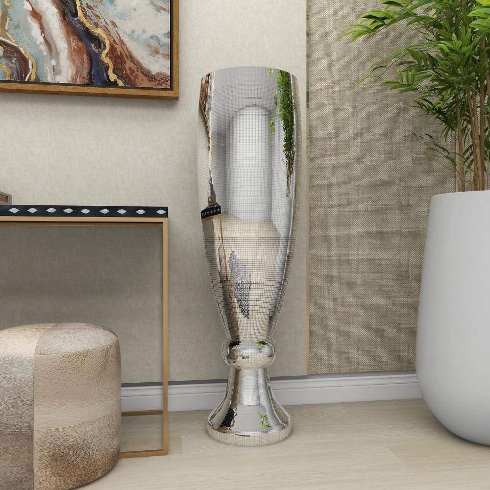 Elegant Silver Ceramic Mosaic Floor Vase 16"x51"