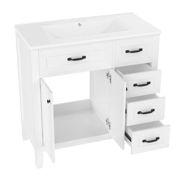 Virubi 36 in. W Solid Wood Frame White Stylish Bath Vanity