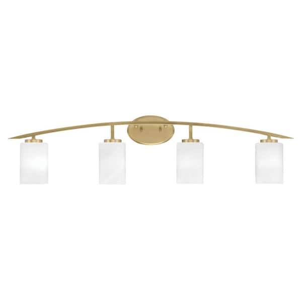 Unbranded Siena 40 in. 4-Light Vanity Light New Age Brass with White Marble Glass Shades