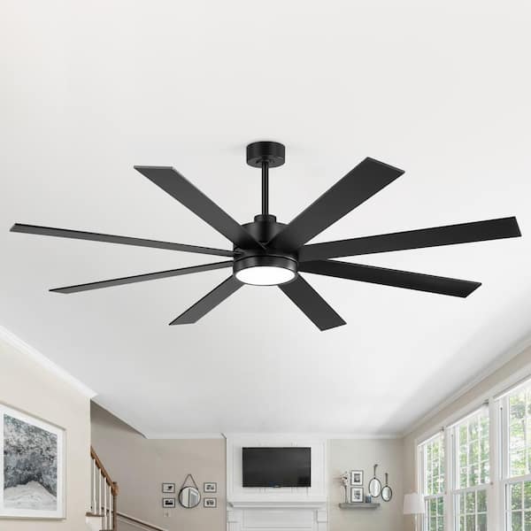 Breezary Archer 72 in. Integrated LED Indoor Matte Black Windmill Ceiling Fan with Light and Remote Control Included