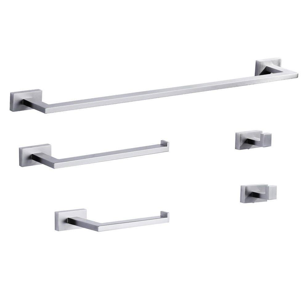 5- Piece Bath Hardware Set with Towel Bar Toilet Paper Holder Towel Hook in Brushed Nickel price history on PriceWatchPro
