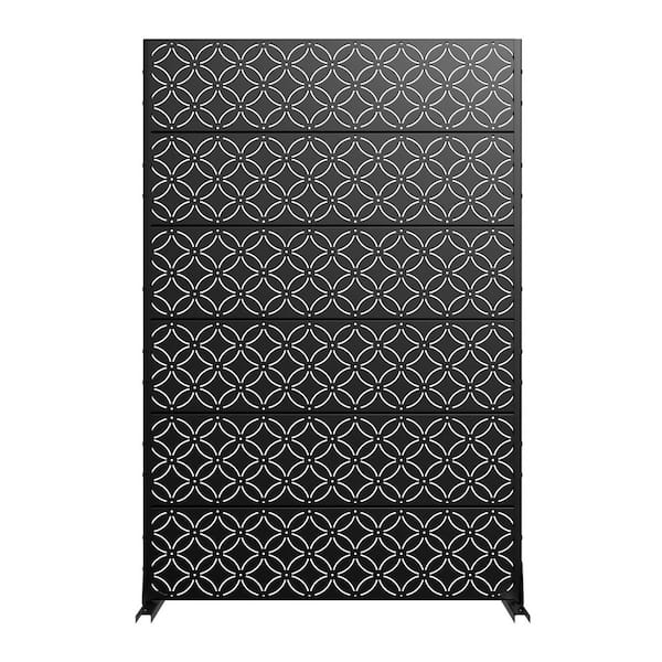 6-Piece 47.24 in. W x 72.05 in. H Rectangle Black Metal Privacy Screen Outdoor Decorative Art Panel