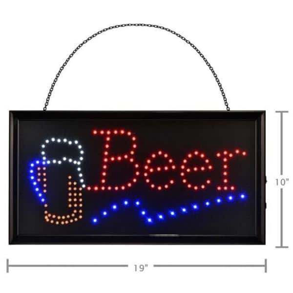 Alpine Industries 19 in. x 10 in. LED Rectangular Beer Sign with 2