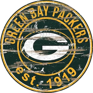 24" NFL Green Bay Packers Round Distressed Sign