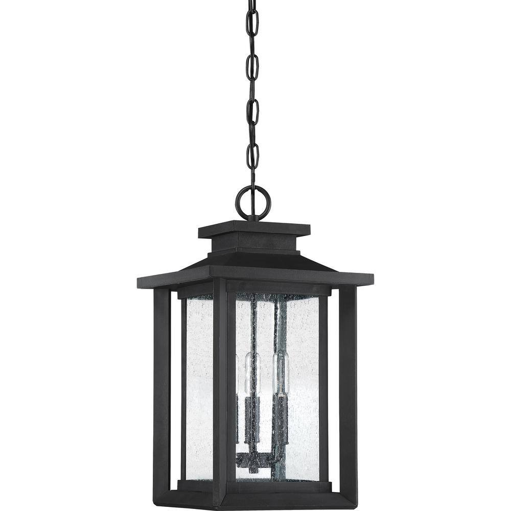 Wakefield Earth Black Glass 3-Light Outdoor Pendant