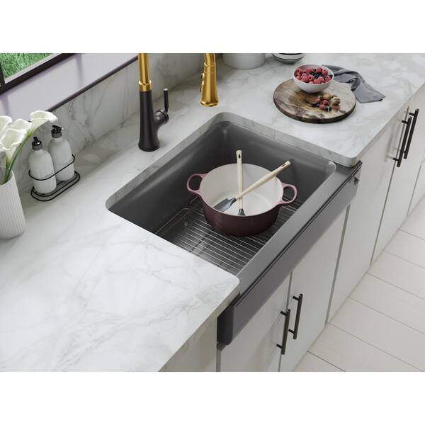 KOHLER Cairn Granite Composite 29 .75 in. Single Bowl Undermount Kitchen Sink in Matte Graphite