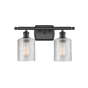 Cobbleskill 16 in. 2-Light Matte Black Vanity Light with Clear Glass Shade