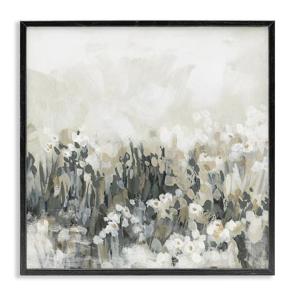 Grey and Beige Landscape by June Erica Vess Black Framed Abstract Giclee Art Print 17 in. x 17 in.