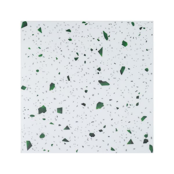 11.81 in. x 11.81 in. Vinyl Peel and Stick Backsplash Tile, Wall Tile for Kitchen and Bathroom, Green & White (10-Pack)