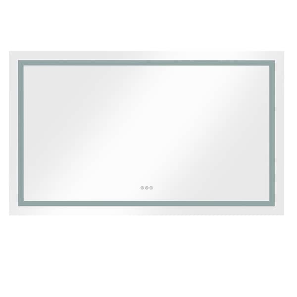 Andrea 60 in. W x 36 in. H Large Rectangular Frameless Anti-Fog Dimmable Wall Mount LED Light Bathroom Vanity Mirror in White