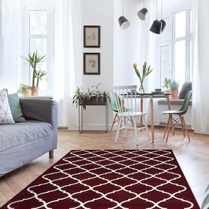 Area Rugs Modern Desing for Living Room 2 x 3 Red/White