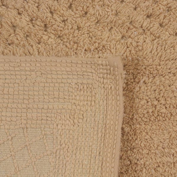 Home Weavers Inc Double Ruffle Collection 17 in. x 24 in. Beige Cotton Bath Rug, Linen