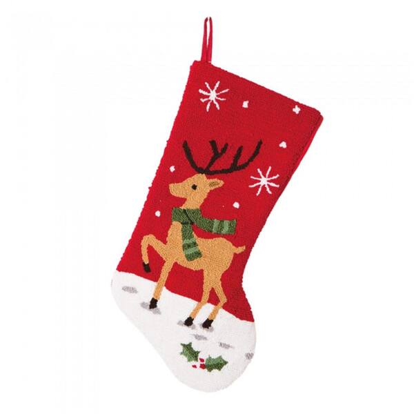 Glitzhome 9.27 in. H Hooked Stocking Reindeer 1113002333 - The Home Depot
