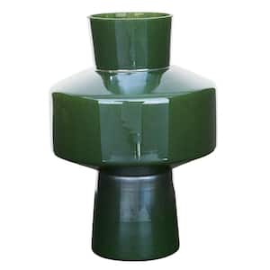 13 in. Green Glass Decorative Vase
