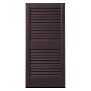 15 in. x 39 in. Open Louvered Polypropylene Shutters Pair in Winestone