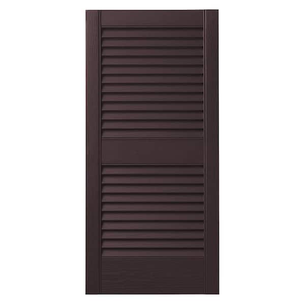 Ply Gem 15 in. x 39 in. Open Louvered Polypropylene Shutters Pair in Winestone