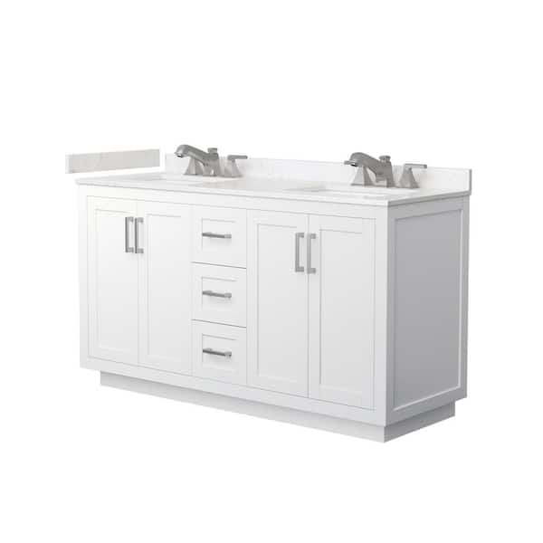 Miranda 60 in. Double Freestanding White Bath Vanity with Carrara Cultured Marble Top