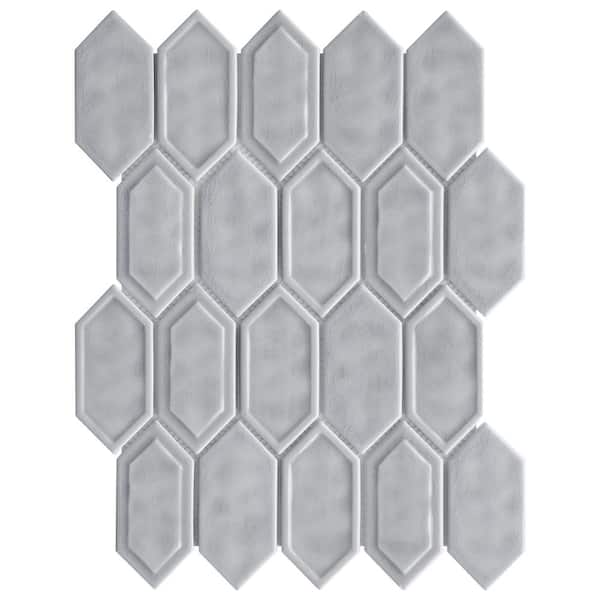 MOLOVO Classic Gray 13.31 in. x 10.24 in. Hexagon Glossy Glass Mosaic Tile (9.5 sq. ft./Case)