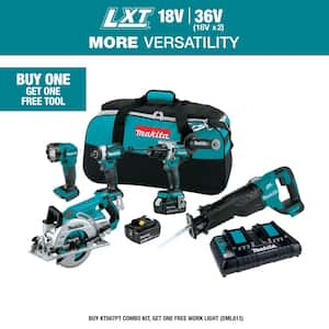 18V 5.0 Ah LXT Lithium-Ion Brushless Cordless Combo Kit (Hammer Drill/Impact Driver/Circ Saw/Recip Saw/Light)