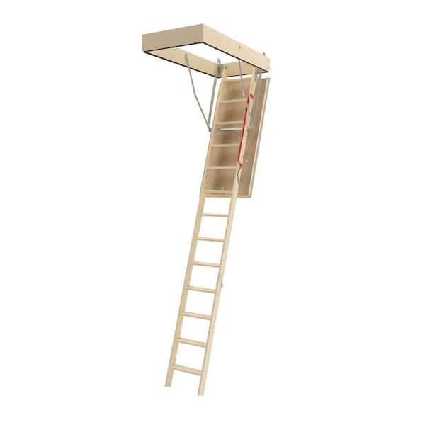 LWF-RI 8 ft.-10 ft. 4 in., 25 in. x 54 in. Fire-Retardant Insulated Wood Attic Ladder with 350 lbs. Load Capacity