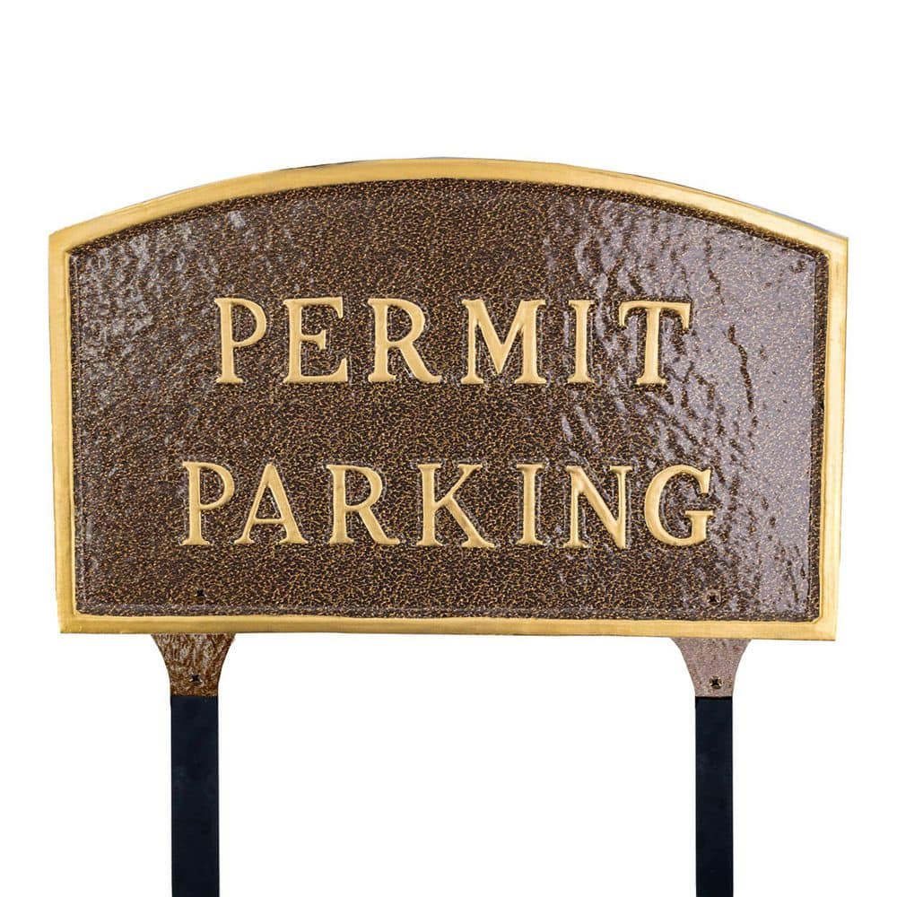 13 in. x 21 in. Large Arch Permit Parking Statement Plaque Sign with Lawn Stakes - Hammered Bronze product image for price tracking